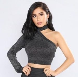 Black one shoulder top